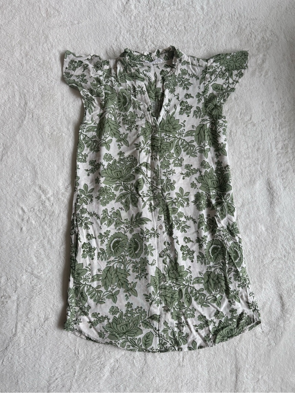 Jane + Delancey Floral Ruffle-Neck Button-Front Dress — Small